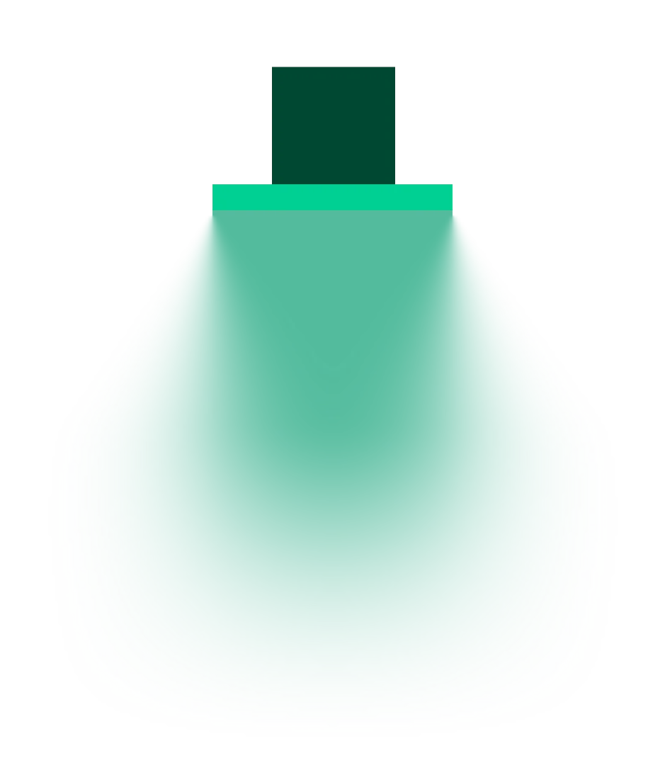 A green object with a black background.